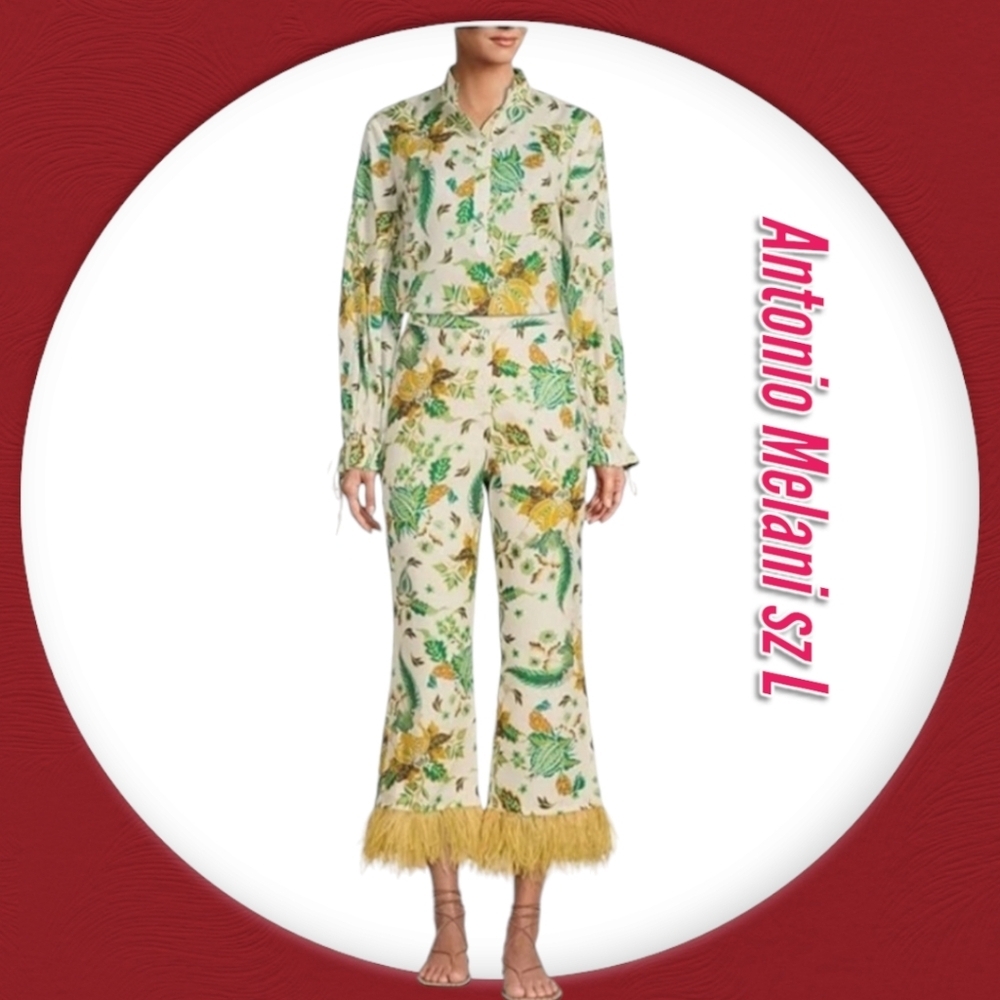 NWT Antonio Melanie Floral Pants  Matching Set Sz L - Picture 2 of 15